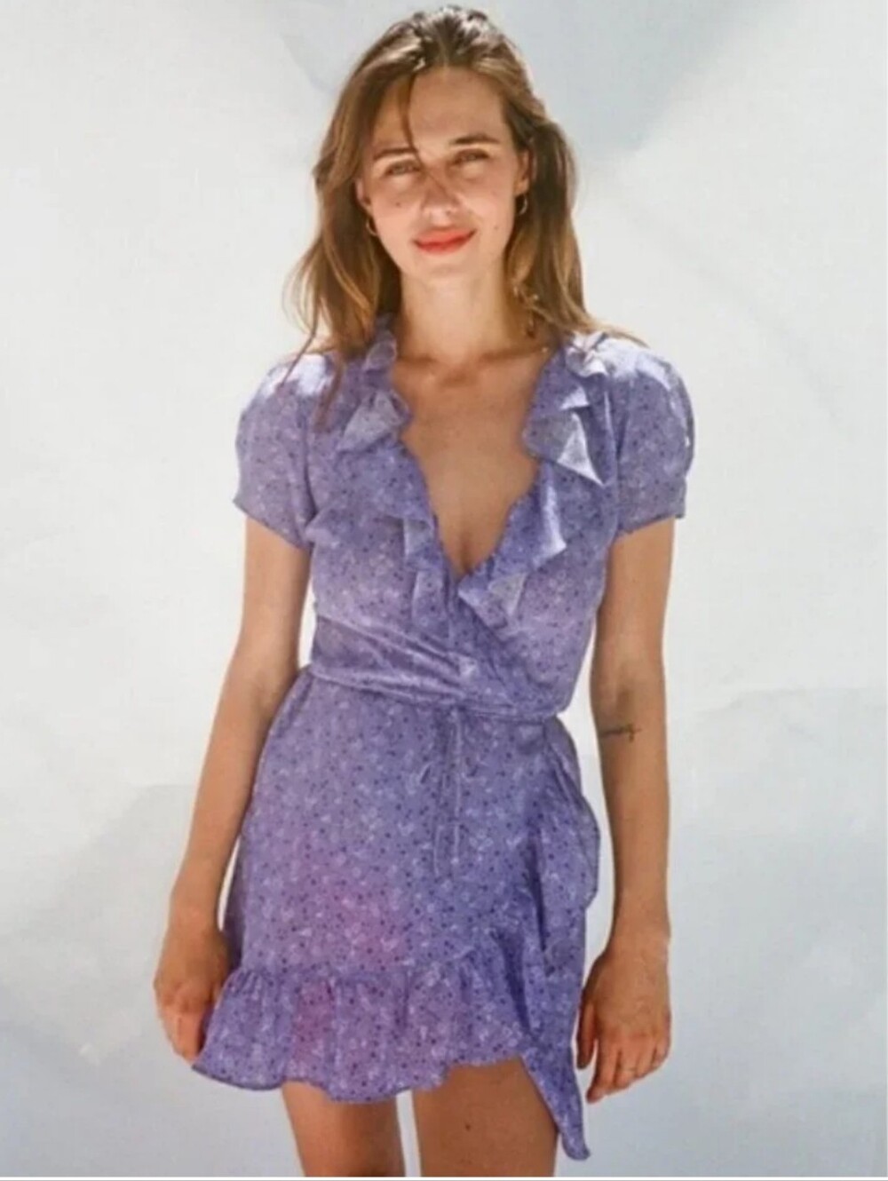 Realisation Par Valentina Wrap Mini Dress Purple Haze floral
